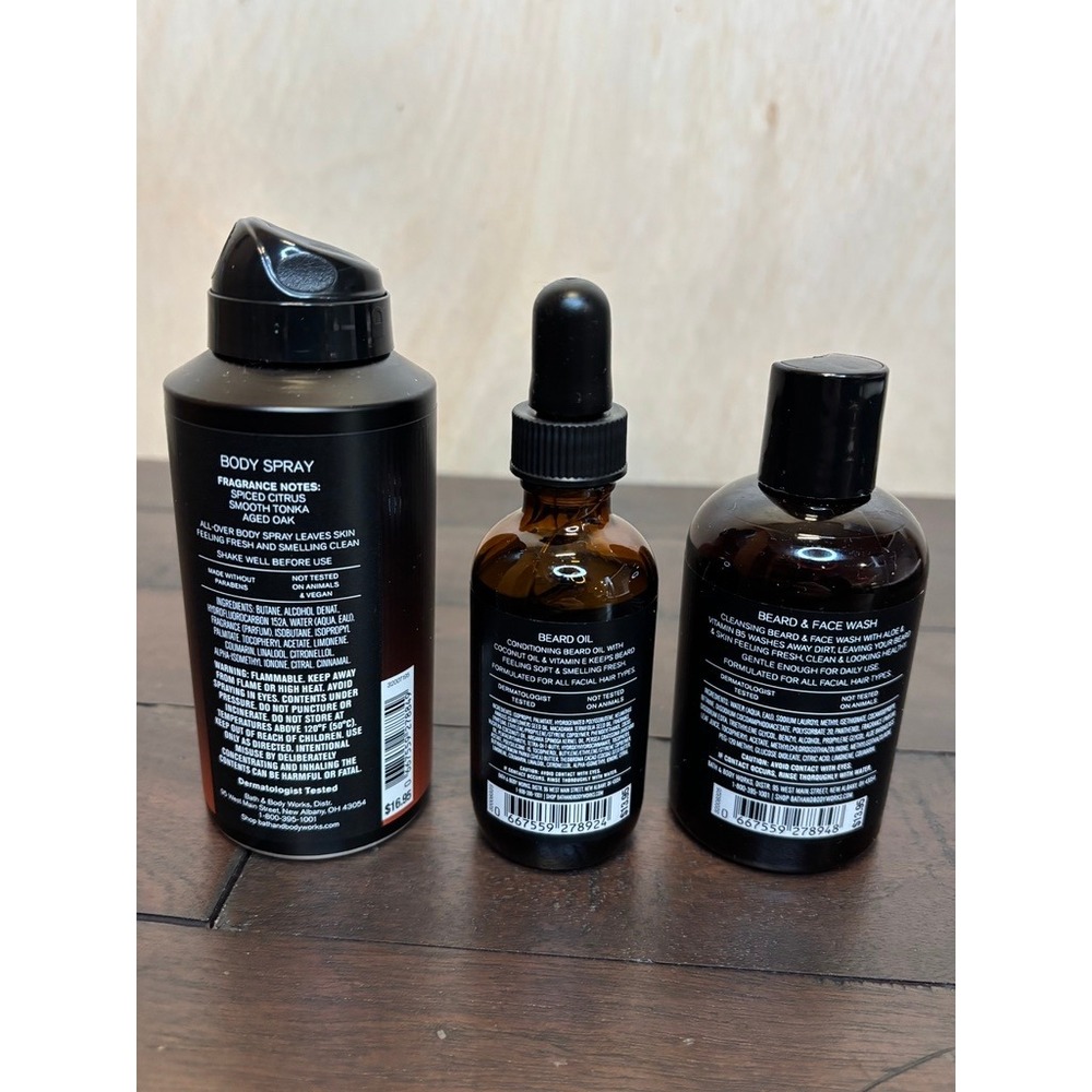 Single Barrel Bourbon Bath & Body Works LOT Body Spray Beard Oil Beard/Face Wash - Picture 2 of 2